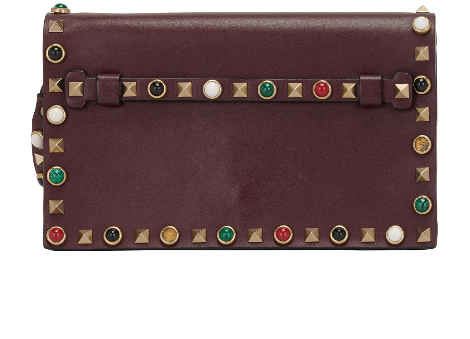 Valentino Rolling Rockstud Clutch, &pound;295, Accessories, Burgundy, Leather, Back view